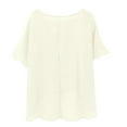 thumbnail image 4 of Tittly Womens T Shirts Teeshirts/Womens Cotton Casual Tops for Women Women's Summer Short Sleeved Solid Color Casual Loose Cloud Cotton Comfortable Top Beige, 4 of 4