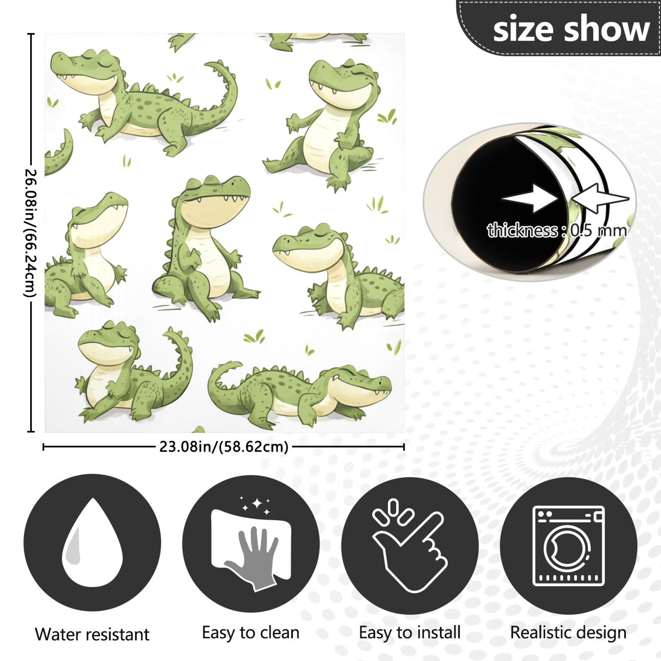 Dishwasher Magnetic Sticker 23x26 Inch Refrigerator Magnetic Sticker Washing Machine Magnetic Sticker Kitchen Panel Magnetic Sticker Home Decor Cute Crocodile