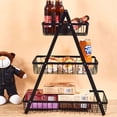 thumbnail image 4 of Detachable Nordic-Inspired Iron Storage Organizer: 2-Tier Black Design for Fruits, Bread & Decor – Portable Handheld Basket for Kitchen, Living Room & Tabletop Use, 4 of 6