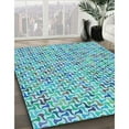 thumbnail image 3 of Ahgly Company Tapis d'Intérieur Lavable en Machine Carré Transitionnel Bleu Lierre, 8 Pieds Carré, 3 of 7