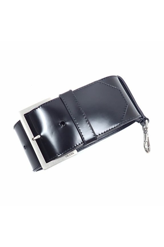 Pre-Owned Prada Wrist Strap for Women, Nero Black Leather, 1TW008, Bag Charm
