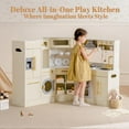 thumbnail image 2 of Robud Wooden Play Kitchen Set, Pretend Play Corner Kitchen, Kids Kitchen Playset with Lights & Sounds, Refrigerator, Laundry Playset, Oven and Storage Cabinet, Gift for Boys Girls 3+, 2 of 9