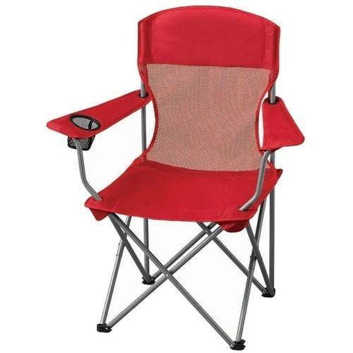 Set of 4  Folding Camp Chair Mesh Net Back Sturdy Steel Frame Blue w/ Cup Holder 