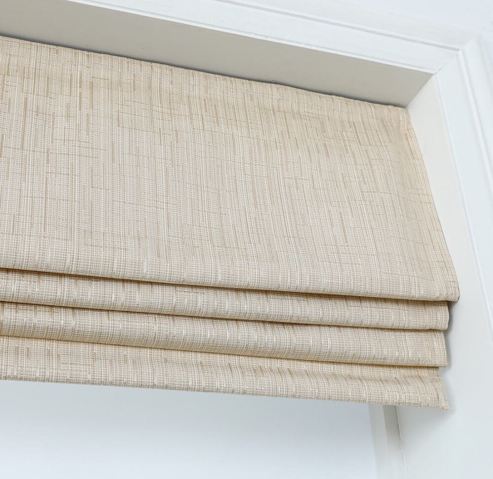Cordless Room Darkening Roman Shades for Windows, Textured Woven Thermal Insulated Roman Blind