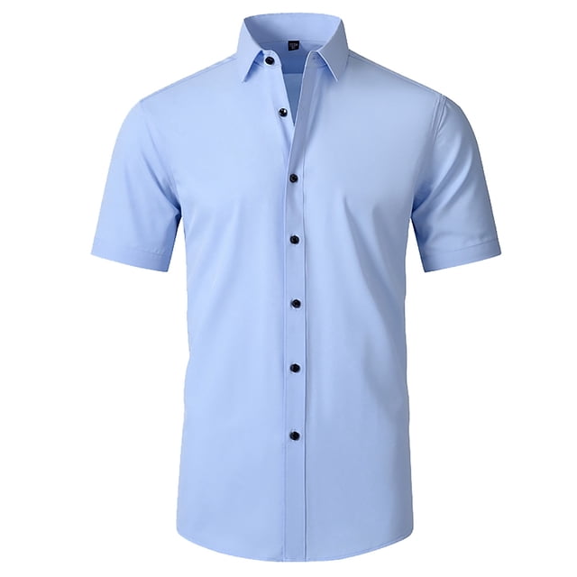 Chemises Habillées pour Hommes à Manches Courtes Performance Extensible 4 Directions Sans Plis Chemise Décontractée à Boutons