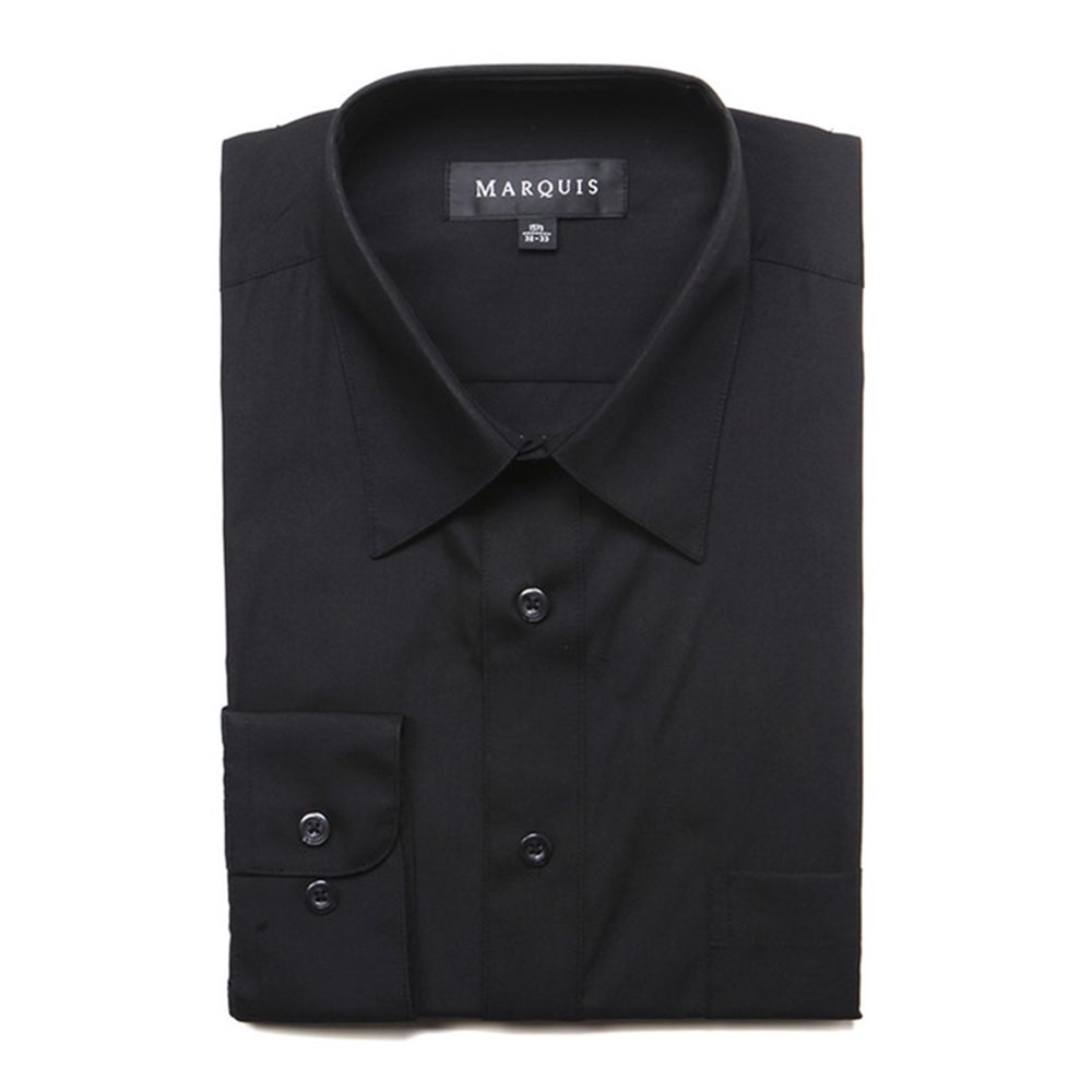 Marquis - Marquis Men's Black Long Sleeve Slim Fit Dress Shirt N 17.5 ...