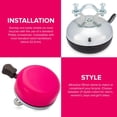 thumbnail image 2 of Saveplus Kickstand Bicycle Bell for Handlebars Adults Kids Bike Accessories Magenta, 2 of 8