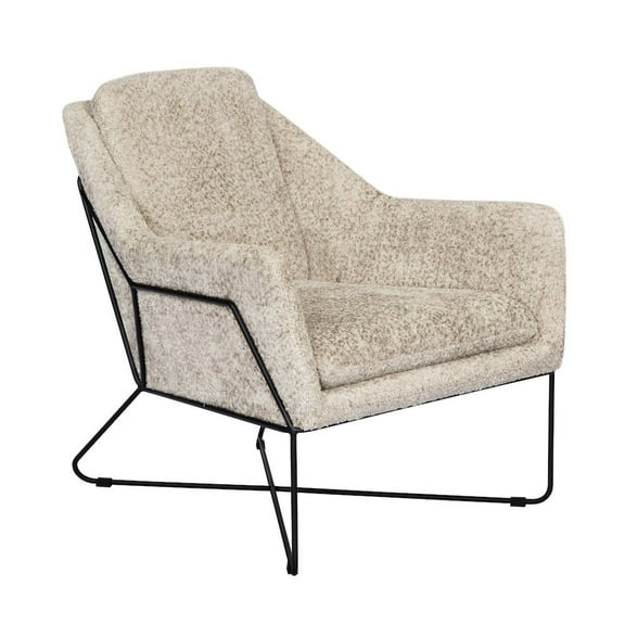Emilia Lounge Chair in Boucle Beige Fabric with Toughened Iron Frame