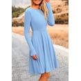 thumbnail image 4 of Vestido PRETTYGARDEN Azul Celeste de Manga Larga en Punto Acanalado Talla L, 4 of 8