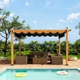 thumbnail image 7 of WildBreak Outdoor Pergola 10 x 13 Feet, Wood Grain Metal, with Retractable Canopy, Grey, 7 of 7
