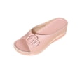 thumbnail image 3 of Womens Wedge Sandals,Orthopedic Sandals for Women,Women's Fashion Wedge Sandals Open Toe Platform Sandals Summer Slip-On Slides Mule Shoes Ladies Comfy Non-Slip Beach Walking Slippers Shoes,Pink,7, 3 of 6