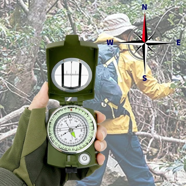 BKER Green With Nylon Pouch Sighting Disk Glow In The Dark Scale – Outdoor Navigation Tool For Hiking Camping
