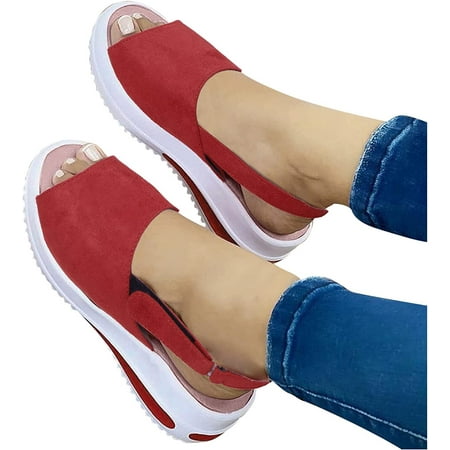 

Sandals for Women Wedge Womens Comfy Platform Sandals Slip-On Summer Casual Beach Wedge Sandals Strappy Ankle Buckle Strap Open Toe Sandals Flip Flops Wedge Shoes Causal Outdoor Sandals
