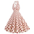 thumbnail image 4 of Cavosen 1950s Dresses for Women Halter Neck Vintage Retro Polka Dots Midi Tea Dress Sleeveless Knee Length Party Dress A Line Cocktail Dress Bowknot Evening Prom Gown Fit and Flare Dress, 4 of 5