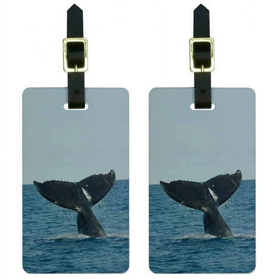 Humpback Whale Tail Watching Ocean Save the Luggage Tags Suitcase ID, Set of 2