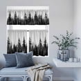 thumbnail image 6 of 3 Piece Kitchen Curtains and Valances Set Black Mist Forest Cafe Curtains 36 Inch Length Retro Country Watercolor Tree Scenery Valance & Tier Curtain for Living Room Bedroom Window 54"x18"+27"x36"*2, 6 of 6