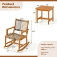 thumbnail image 3 of Costway 3 Piece Patio Rocking Set with Rattan Seat & Back Square Side Table for Porch, 3 of 10