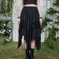 thumbnail image 4 of Levmjia Women Midi Skirt Flax Casual Summer Elastic Waist Solid Color Gothic Punk Style Skirt for Daily Wear Street Fashion and Vacation, 4 of 9