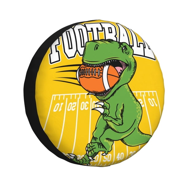 Balery T-Rex Playing Football Cubiertas para Neumáticos - Protector Resistente para Neumáticos de Camioneta, SUV, Remolque, Camper y RV-15 inch