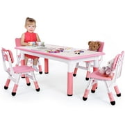 Arlopu Toddler Table and Chair Set Height Adjustable, Kids Activity Table for Reading, Drawing, Eating, Studying, Max 220lbs