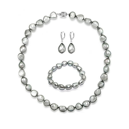 Baroque Freshwater Pearl Earrings - Sterling Silver 11-12mm Baroque Ireggular Freshwater Pearl 20