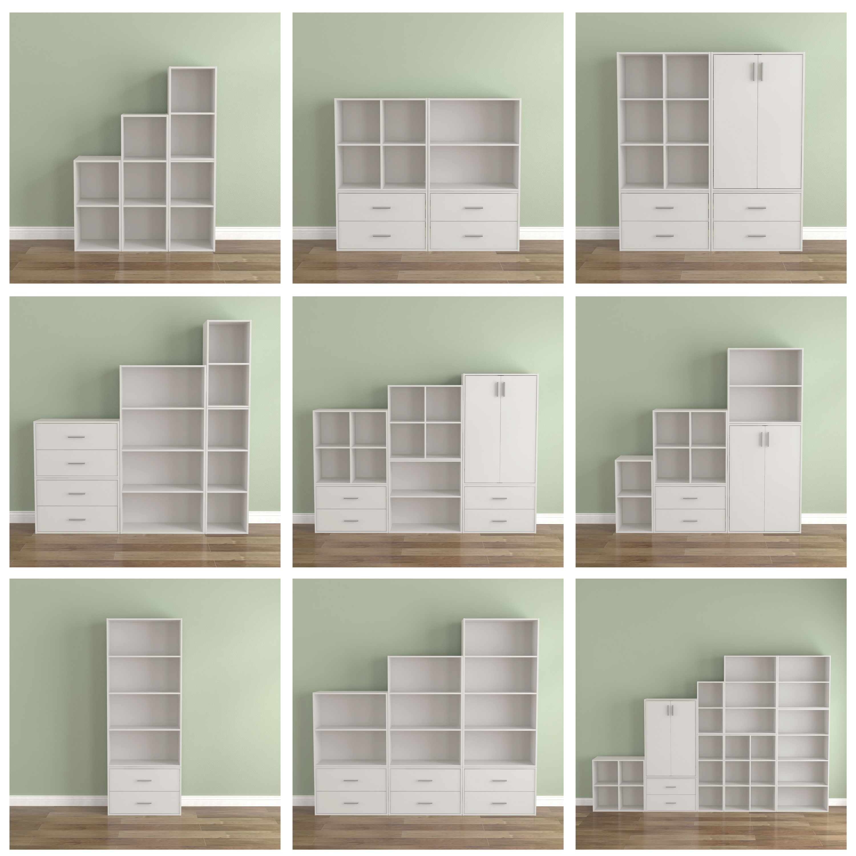 Join Stackable 4-Cube Wood White Bookcase