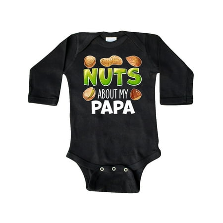 

Inktastic Nuts About My Papa Peanut Almond Pistachio Gift Baby Boy or Baby Girl Long Sleeve Bodysuit