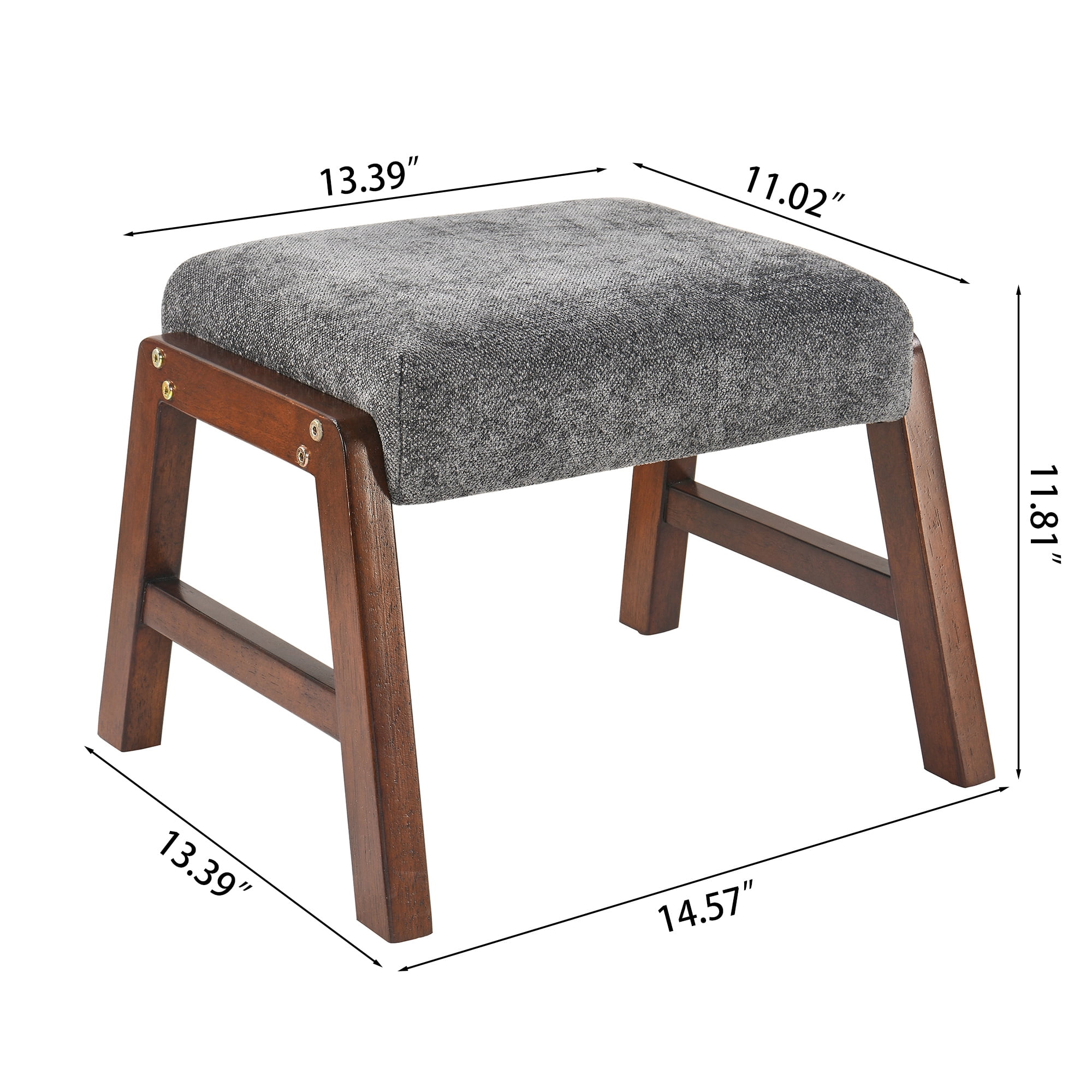 Small Footstool Ottoman, Fabric Wooden Foot Rest Ottoman with Wood Legs, Small Foot Stool Sofa Footrest Extra Seating for Living Room Entryway Office, Charcoal Grey