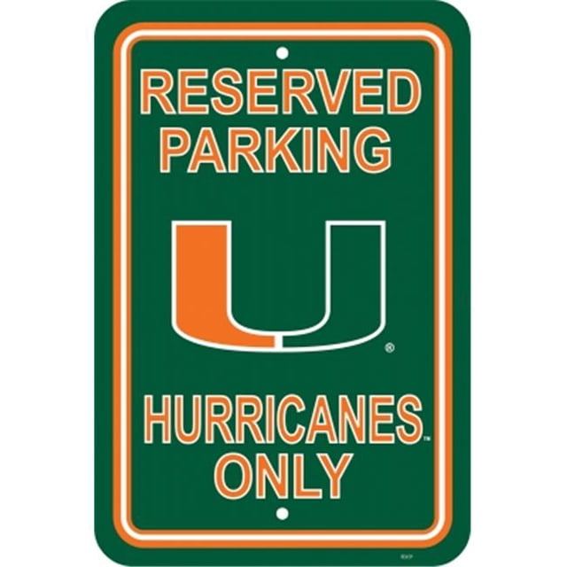 Fremont Die Miami Hurricanes- 12 in. X 18 in. Plastic Parking Sign