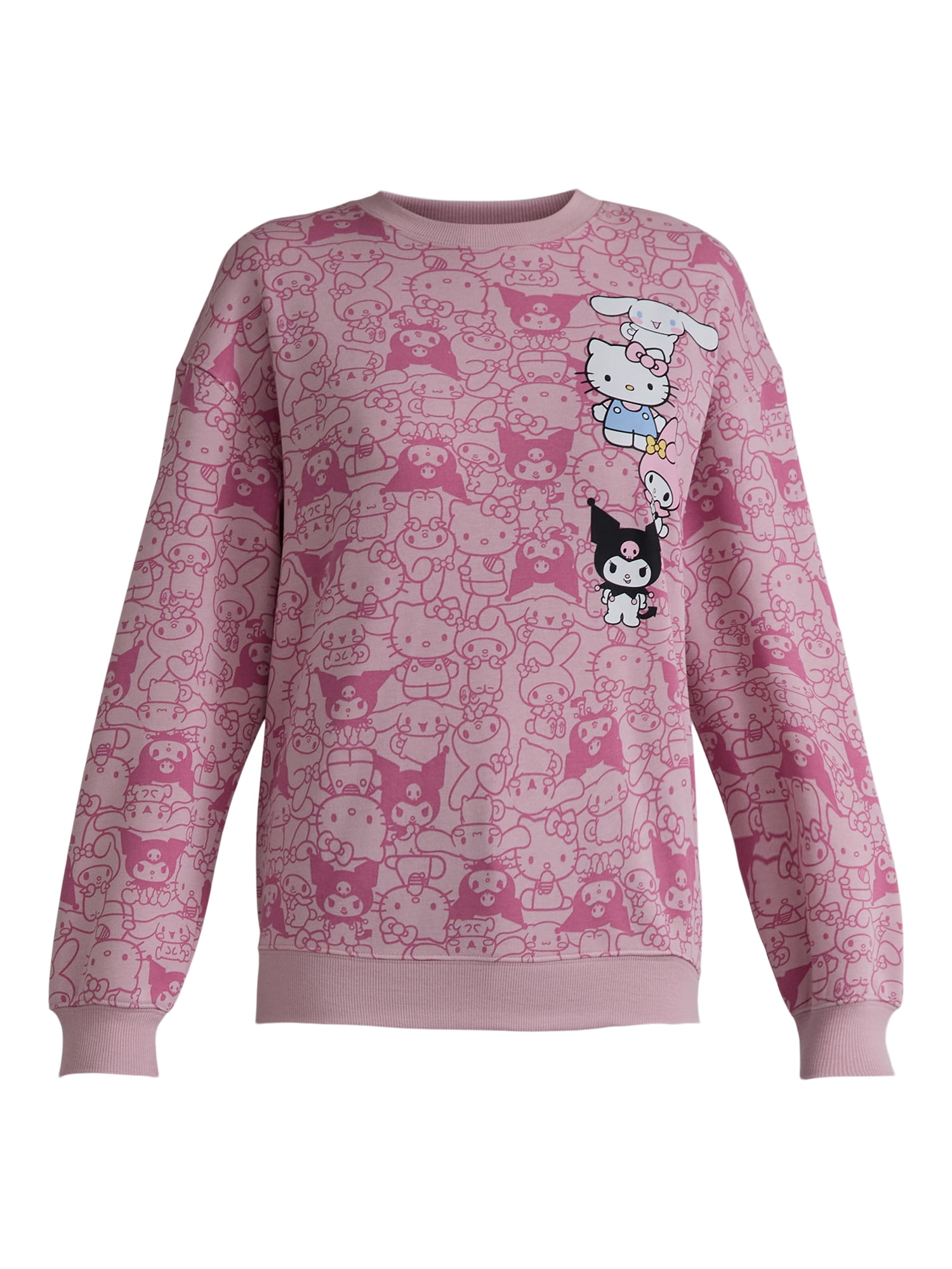 Hello Kitty & Friends Women's Graphic Fleece Pullover Sweatshirt with Long Sleeves, Sizes XXS-XXL