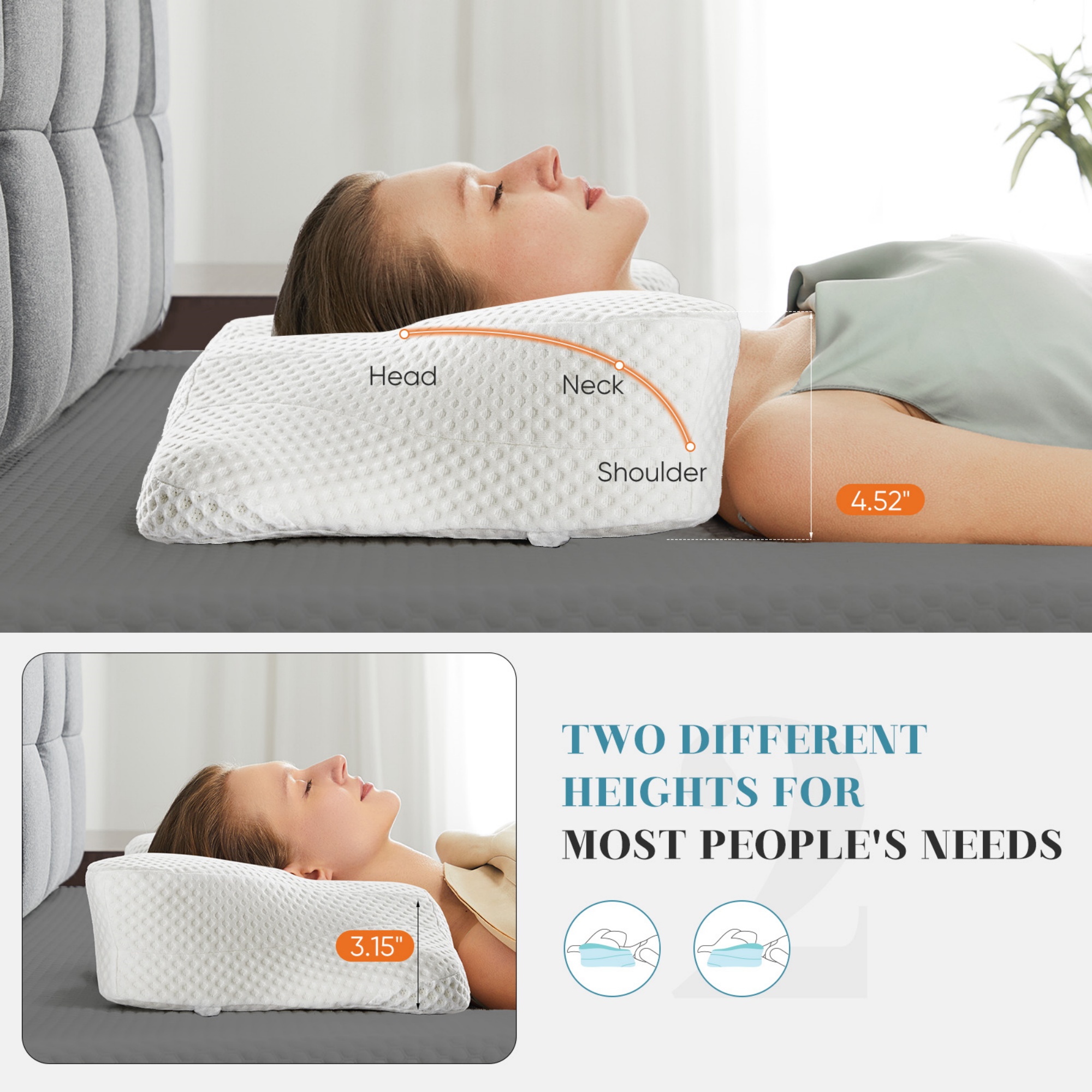 Edx Cervical Contour Pillow, Queen, White photo 7