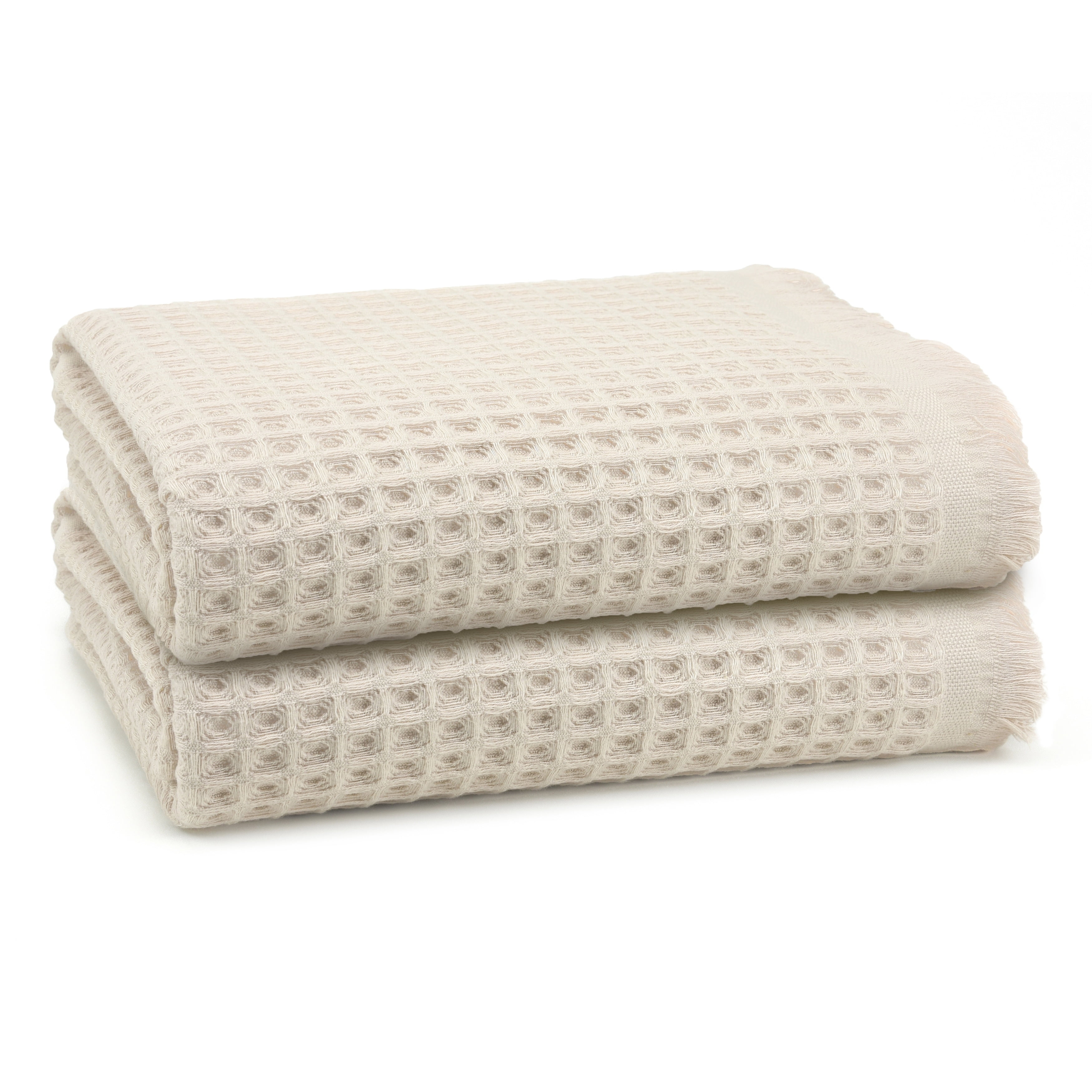 Lycia 2 Pcs Turkish Cotton Waffle Bath Towel