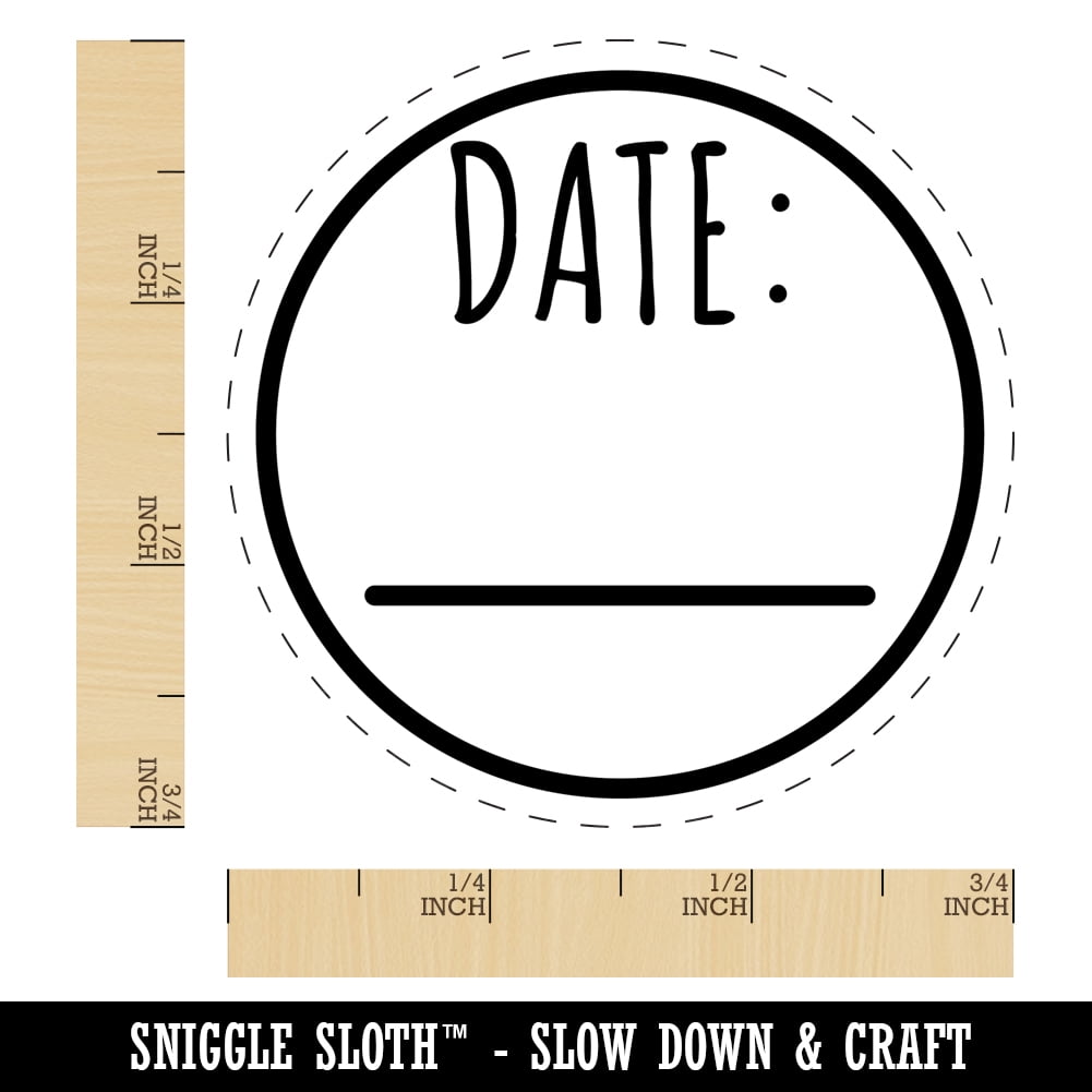 Date Fill-In Circle Self-Inking Rubber Stamp Ink Stamper - Black Ink - Small 3/4 Inch