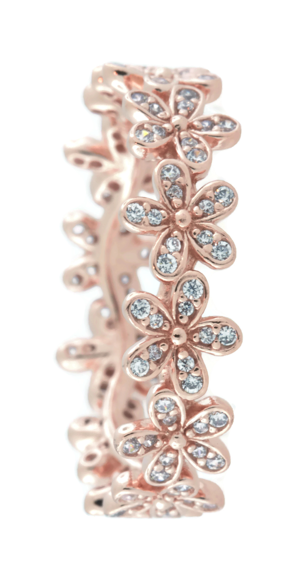 PANDORA Authentic Dazzling Daisy Band, Ring, Rose & Clear CZ 180934CZ