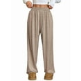 thumbnail image 3 of Women Sweatpants Baggy Wide Leg Pants Lounge Comfy Palazzo Joggers with Pockets Khaki M, 3 of 9