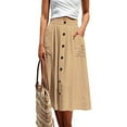 thumbnail image 1 of Frontwalk Women High Waist Midi Skirt Summer Beach Plain Casual Skirts Loose Vintage Buttons Skirts for Ladies, 1 of 2
