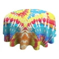 thumbnail image 4 of Colorful Tie Dye Pattern Round Tablecloth 60"x60",Wrinkle Wipeable Table Cloth for Kitchen Dining Room Picnic Patio Party, 4 of 6