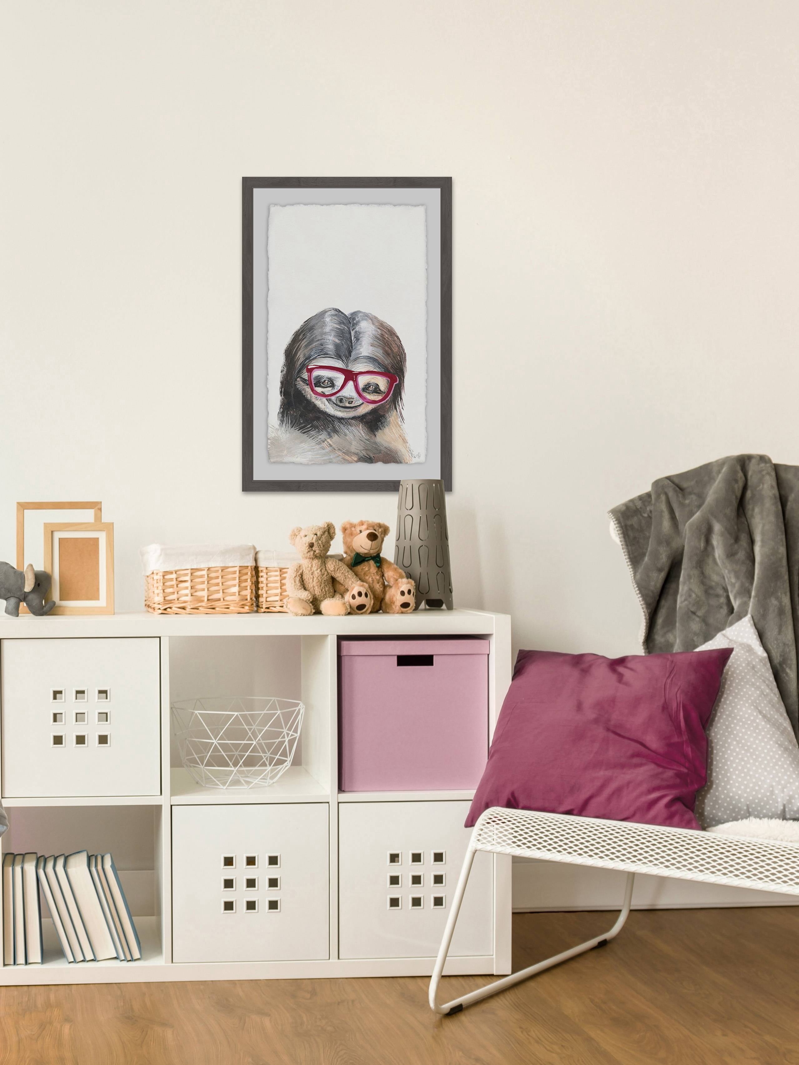 Nerdy Sloth Framed Painting Print