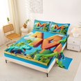 thumbnail image 2 of Feelyou Cartoon Dinosaur Letter M Print Bed Sheets for Boys Girls, Cute Animal King Sheets, Blue, 4pcs, 2 of 5