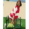 thumbnail image 5 of Women Striped Workout Set Two Piece Outfit Tracksuit Oversized Lounge Top and Shorts Sets with Pockets Red XL, 5 of 9