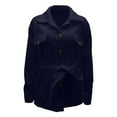 thumbnail image 4 of Lixiuxyad Women's Casual Jackets Elegant Plus Size Trench Coat Long Sleeve Wrap Belt Blend Overcoat For Autumn Winter Fashion Outerwear Blue, 4 of 5