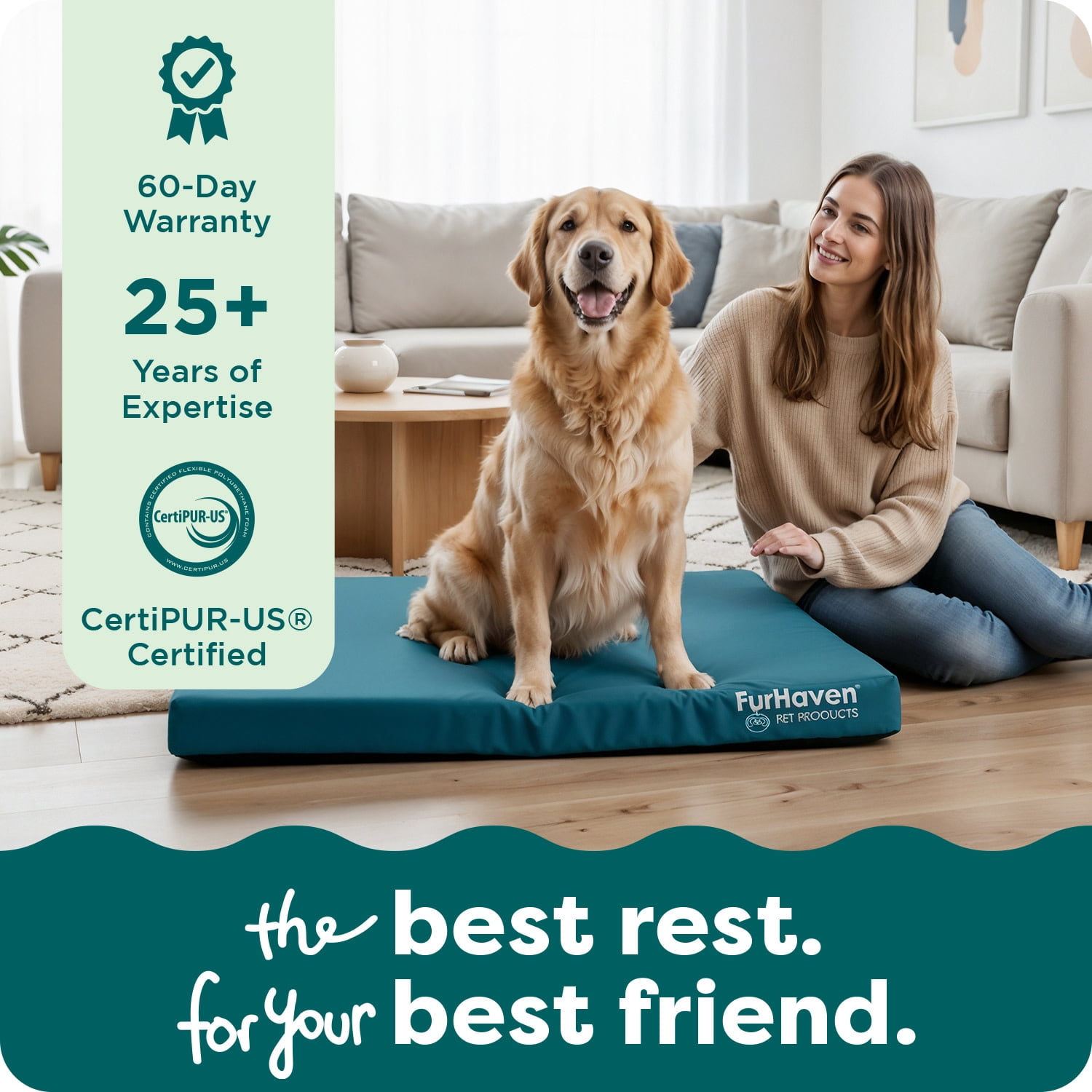 Jumbo Furhaven Logo Indoor/Outdoor Deluxe Orthopedic Dog Bed