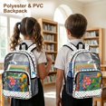 thumbnail image 4 of ZIATUBLES Clear Backpack 17 Inch, Heavy Duty See Through Bookbag with Front Pockets & Side Mesh, Whimsical Garden Doodle Print Fabric & PVC Transparent Bag for School, Work & Security, 4 of 7