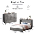 thumbnail image 2 of ZAFLY Solid Wood Queen Size Murphy Chest Bed, Convertible Wall Bed into Cabinet with Drawer and Usb Charging Station for Apartment/Bed Room, Gray, 2 of 8