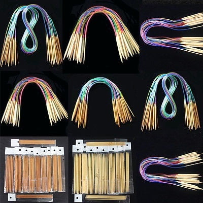 18pcs Multicolor Tube Circular Carbonized Bamboo Knitting Needles Braided Tool 40cm - 120cm