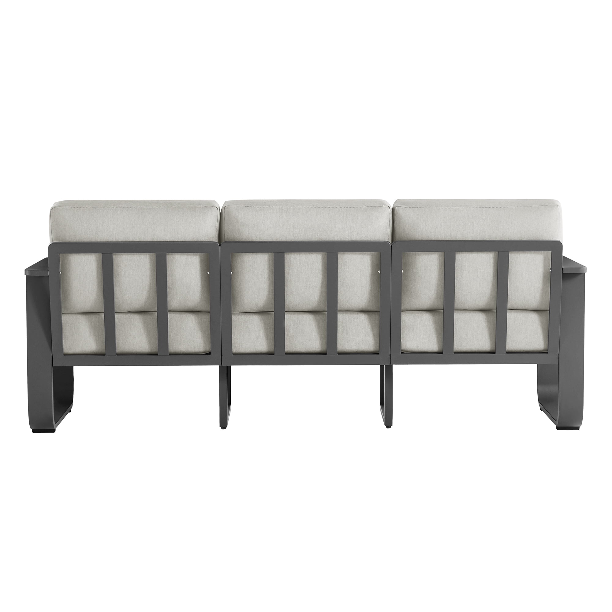 CHITA Outdoor Patio 3-Seater Sofa, Aluminum Wood-Grain Couch with 6.3" Thick Olefin Cushions, Rustproof & Water-Repellent