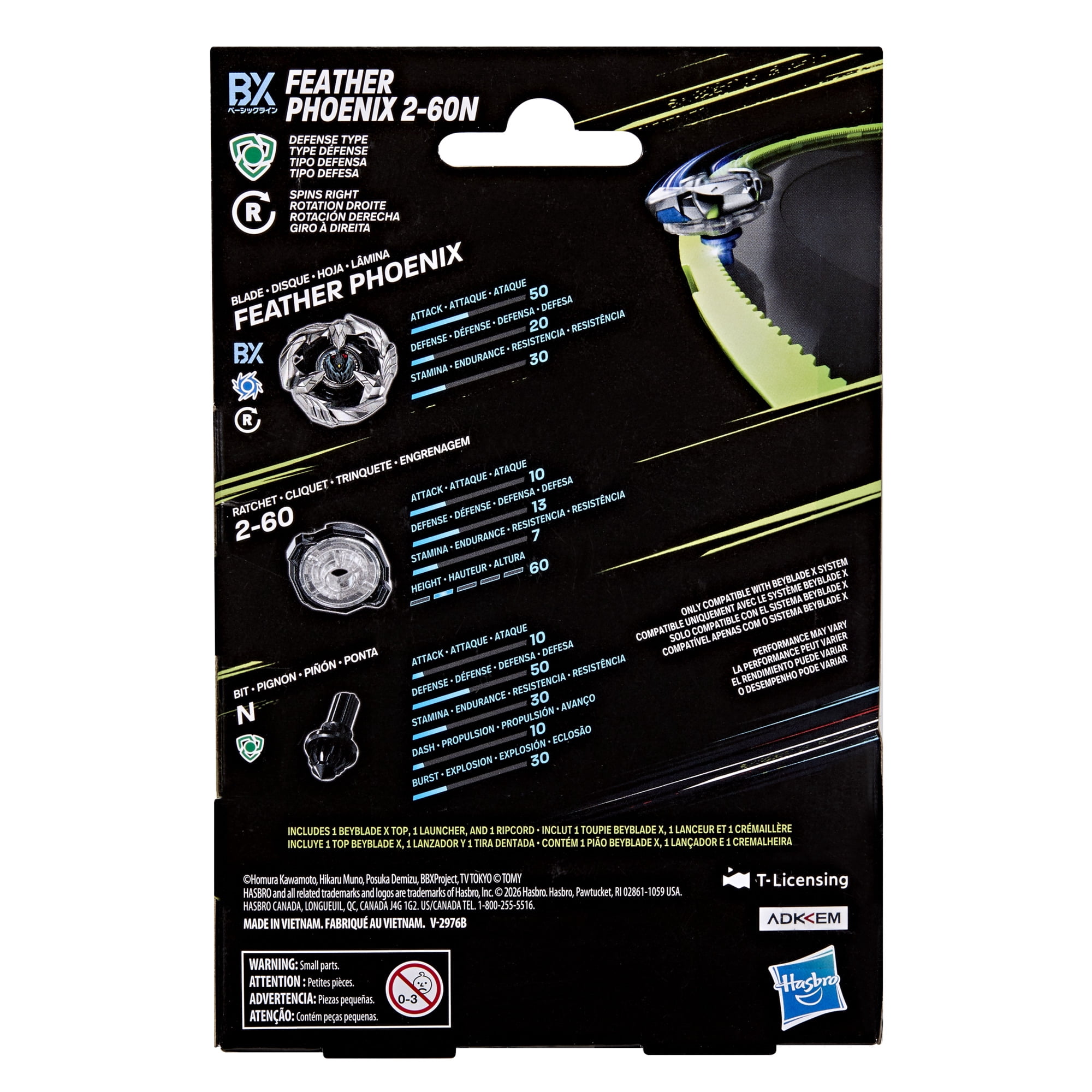 Beyblade X Feather Phoenix 2-60N BX Starter Pack with Defense Top