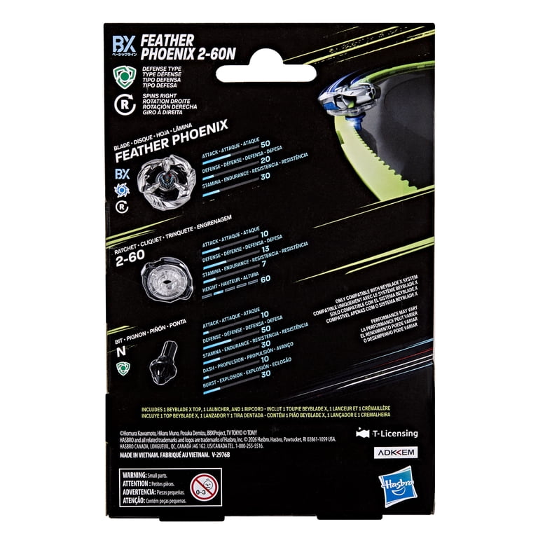 Beyblade X Feather Phoenix 2-60N BX Starter Pack with Defense Top