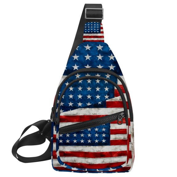 ERJLKXP Vintage Usa Flag Small Mens Women Crossbody Chest Bag, Travel Over Shoulder Sling Bag Backpack Men Side Bag,Daypack