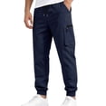 thumbnail image 2 of Afuyipoi Mens Lightweight Sport Pants Casual Elastic Waist Drawstring Jogger Pants with Pockets Navy Size 2XL, 2 of 8